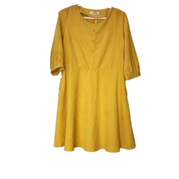 New mustard yellow spring summer swing baby doll dress size small - Picture 1 of 6